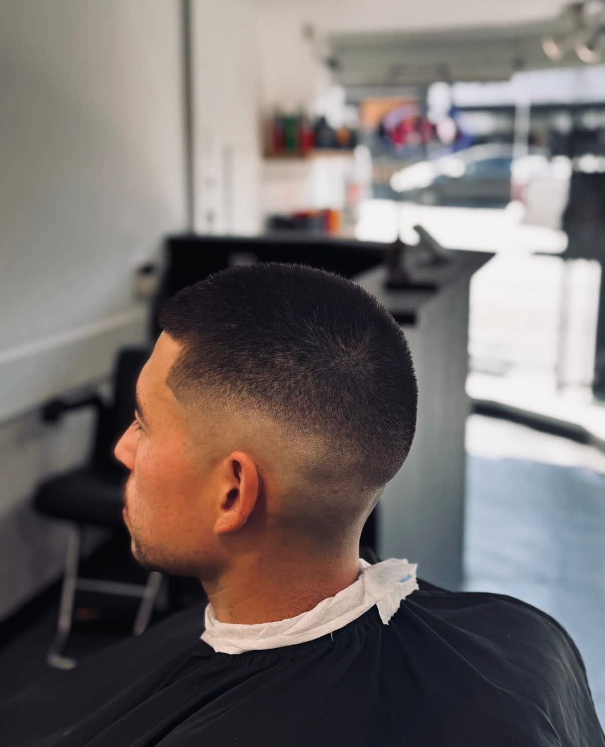 Close-up of a skin fade at Glasscut Barbershop